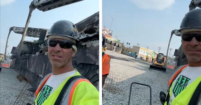 Raul Figuera working on the I-95 construction.