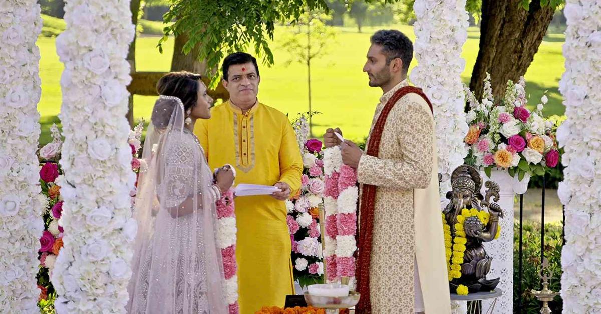 Deepti and Shake at the altar on their wedding day on Love Is Blind