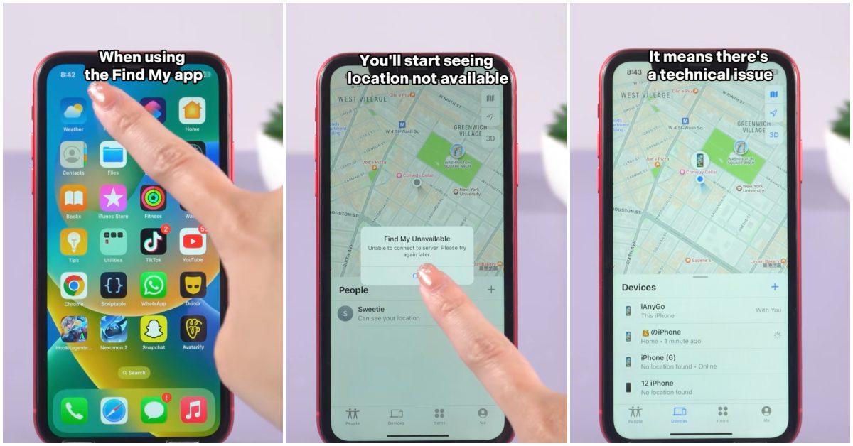 TikTok video explains why Find My says address unavailable.