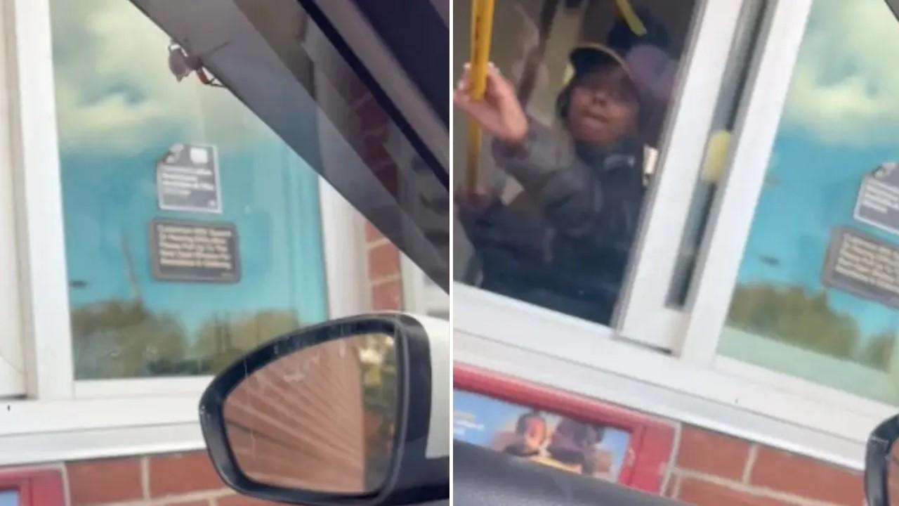 A McDonald's worker bats a spider away from a woman's car with a broom and saves the day