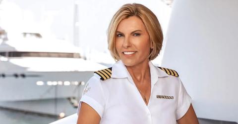 Captain Sandy in a white uniform on 'Below Deck Mediterranean'