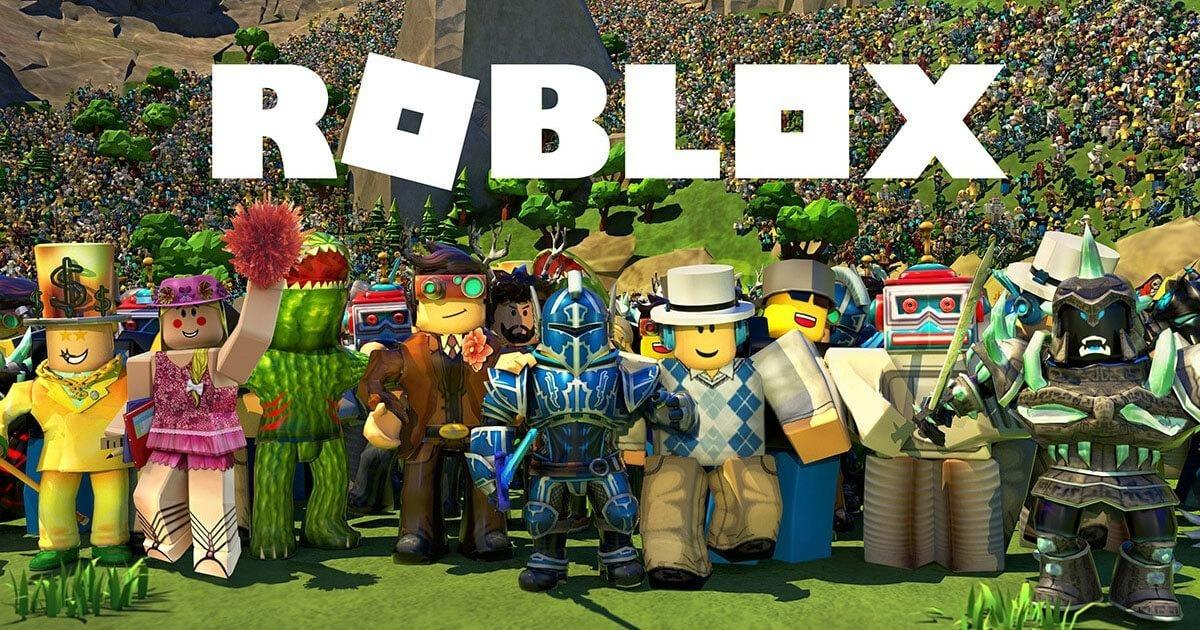 A group of Roblox players standing on a hill with hundreds of other players in the background.