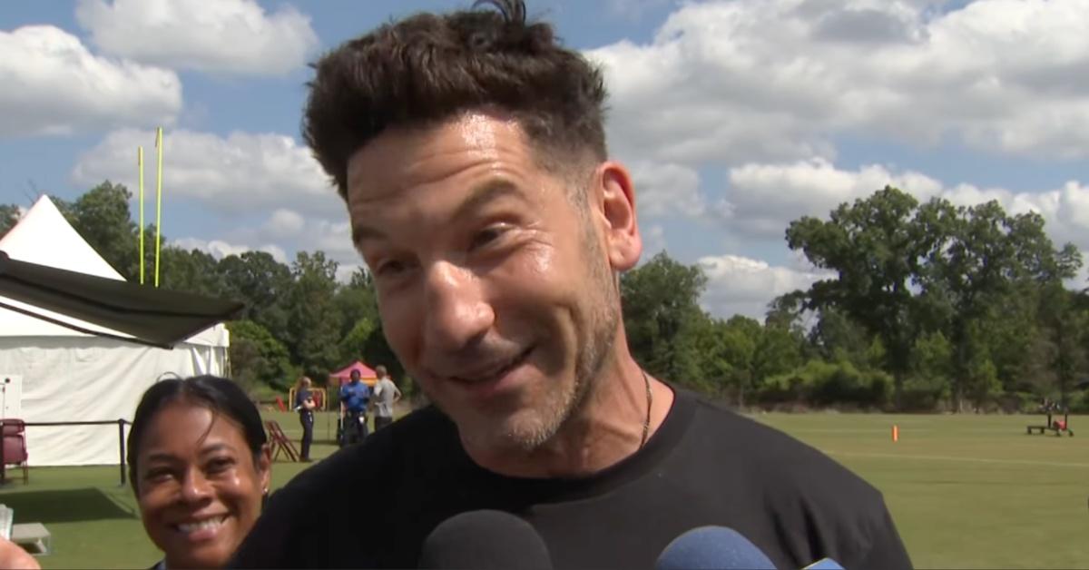 Jon Bernthal attends the Washington Commanders training camp in Ashburn, Va. 