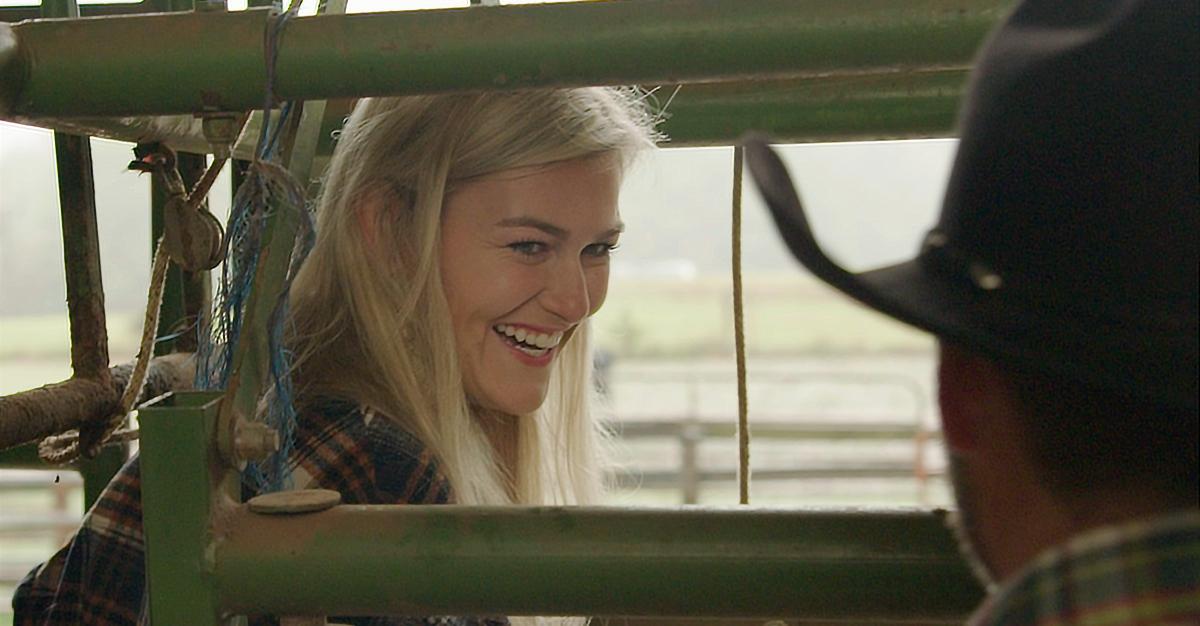 Meghan Baker from ‘Farmer Wants a Wife’ smiles at Hunter Grayson