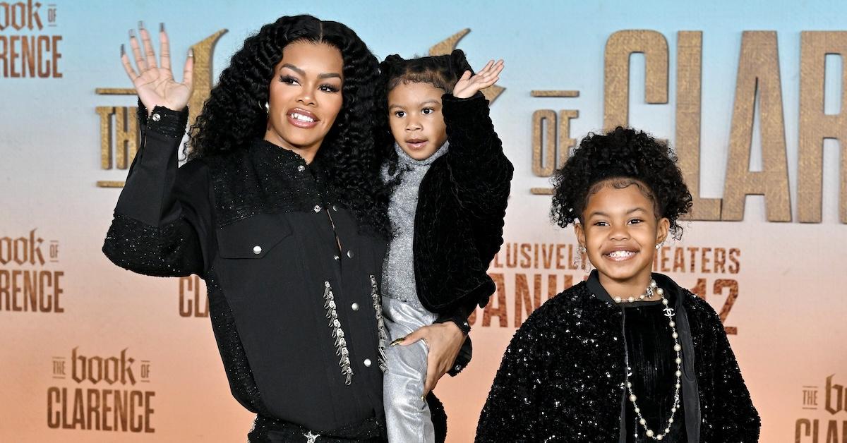 Teyana Taylor with daughters Rue and Junie on red carpet
