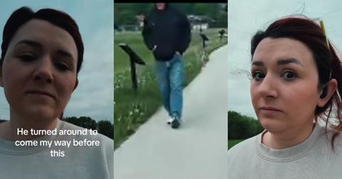 Woman Films Man Following Her Park