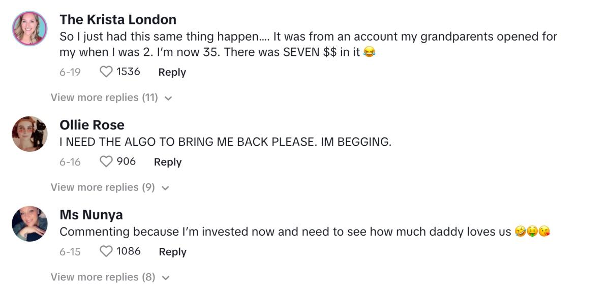 Users comment about a woman finding a secret bank account tied to her SSN