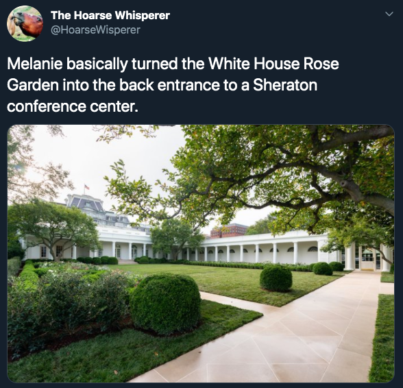 Melania Trump Is Facing Backlash For Her Underwhelming White Rose Garden Renovation - usa the white house washington d c roblox