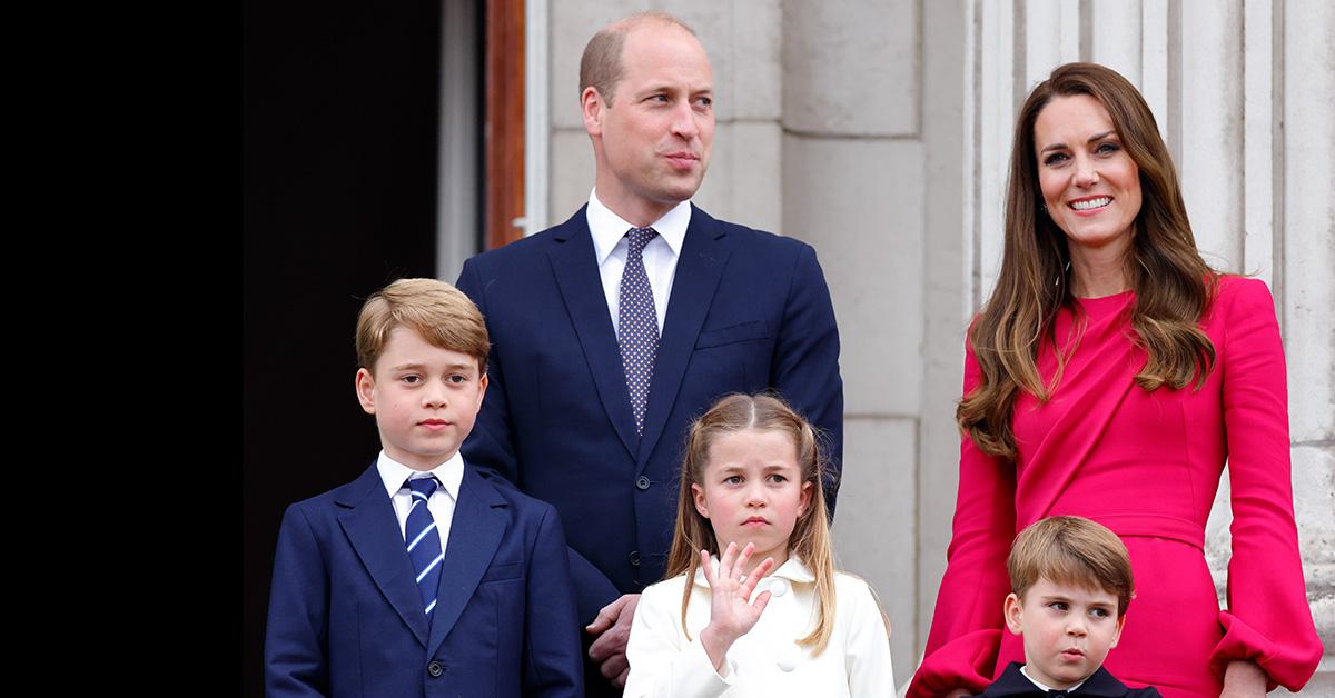 Kate Middleton and Prince William with their children at King Charles' coronation. 