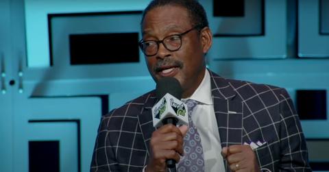 Junior Bridgeman talking into a microphone