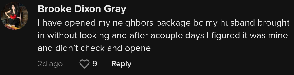 mom notices package got delivered to neighbor