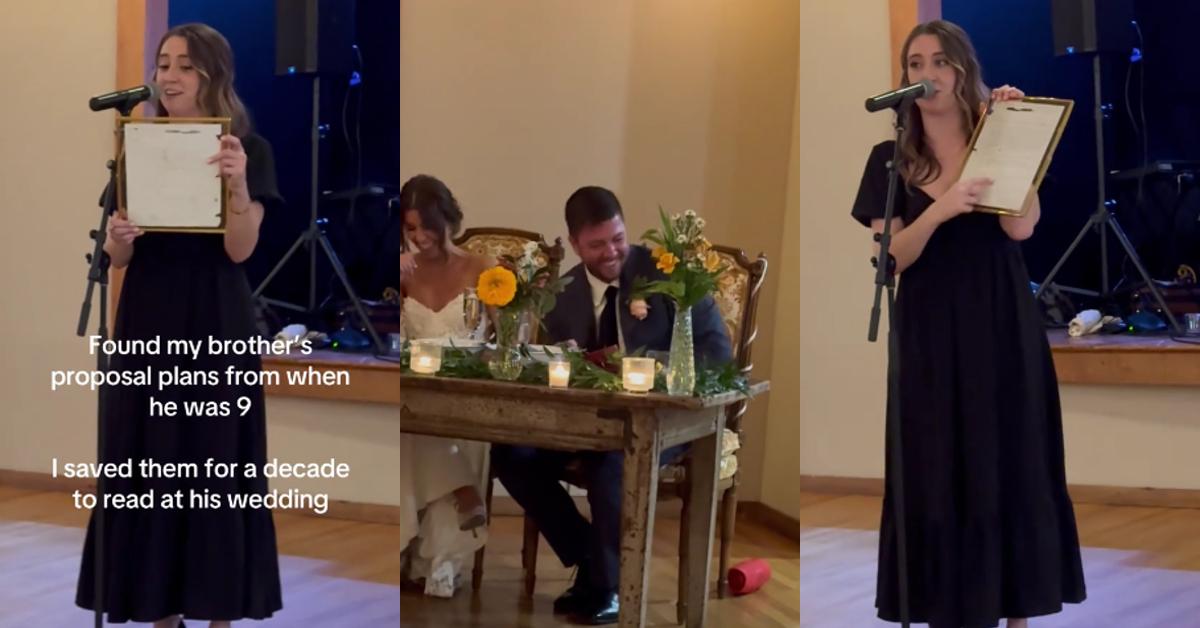 Sister Reads Brothers Childhood Proposal Plan at Wedding