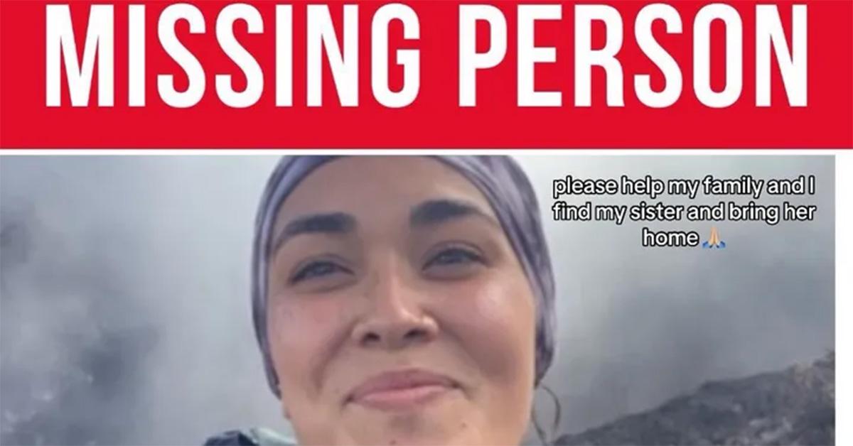 A selfie of Hannah Kobayashi and a missing person banner. 