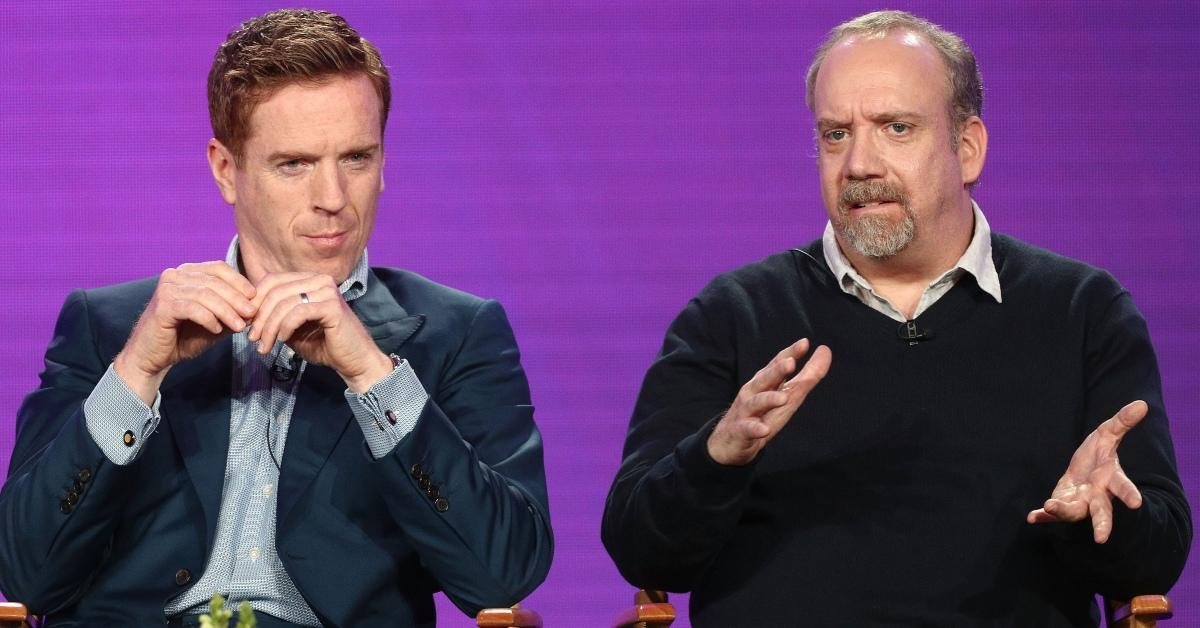 Damian Lewis (L) and Paul Giamatti of the television show BILLIONS speak onstage during the CBS/Showtime portion of the 2018 Winter Television Critics Association Press Tour