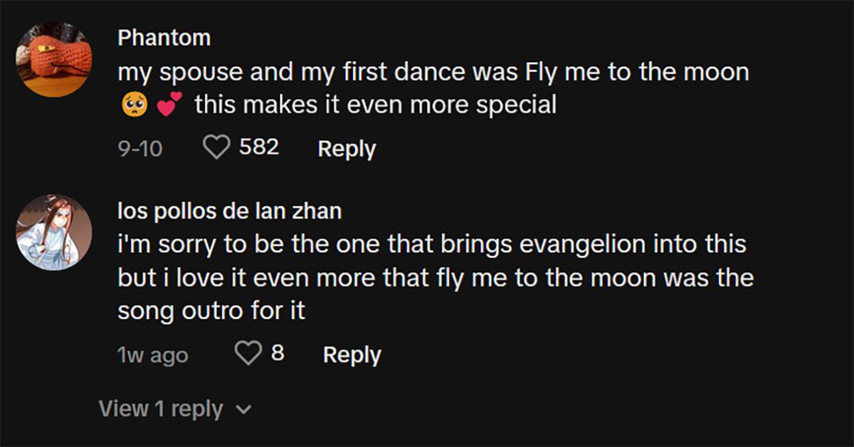 Comments on tiktok about the song fly me to the moon