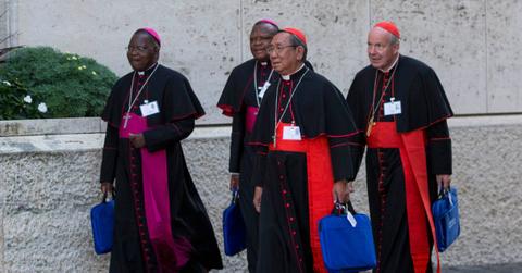 Cardinals and bishops attending a general assembly.