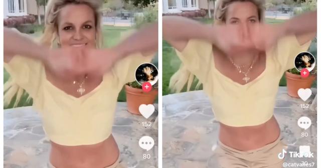Slowed down video stills of Britney Spears to prove AI conspiracy theories