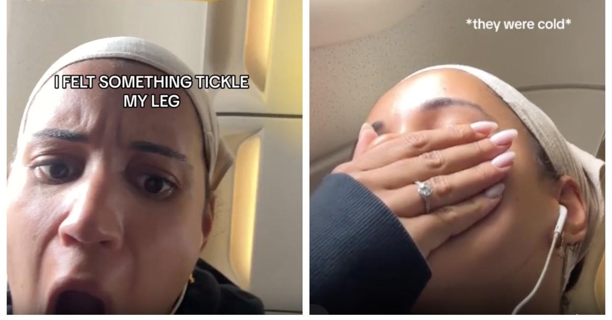 TikToker Reacts to Bare Foot Touching Her on Airplane