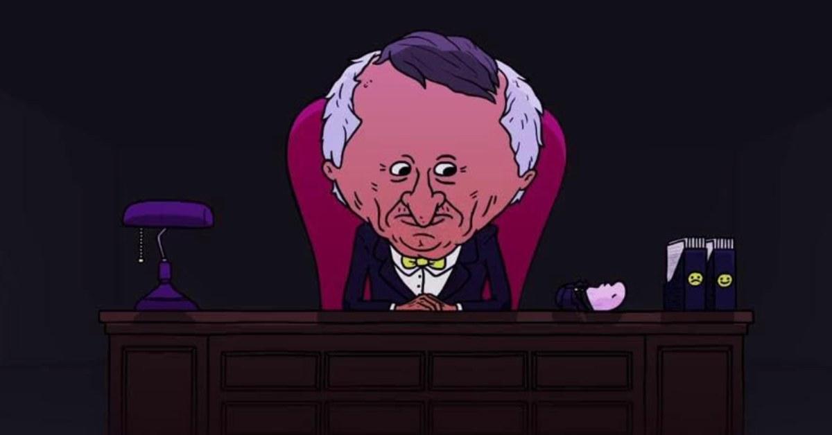 Mr. Boss sitting at his desk in 'Smiling Friends'.