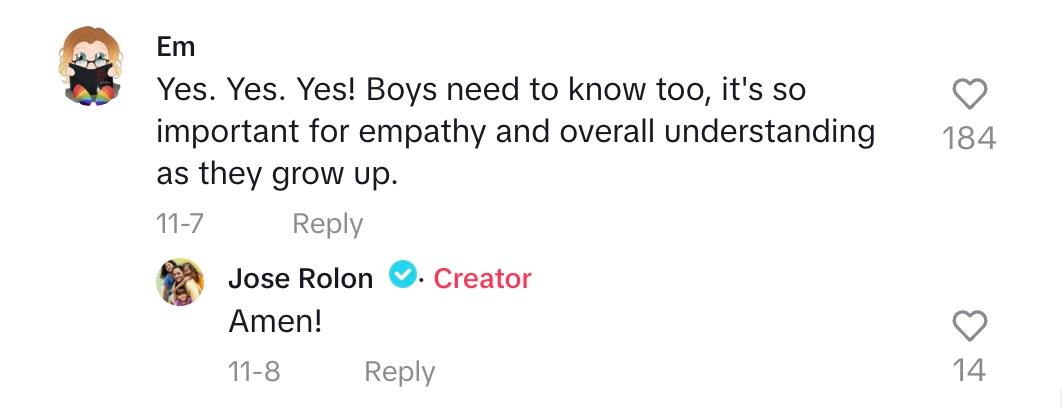 tiktok comment boys learning about periods