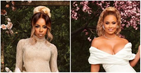 (l-r): Candiace Dillard Bassett and Gizelle Bryant posing for 'RHOP' Season 8 promo