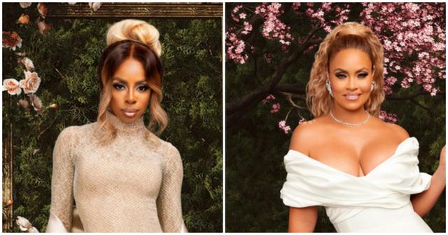 (l-r): Candiace Dillard Bassett and Gizelle Bryant posing for 'RHOP' Season 8 promo