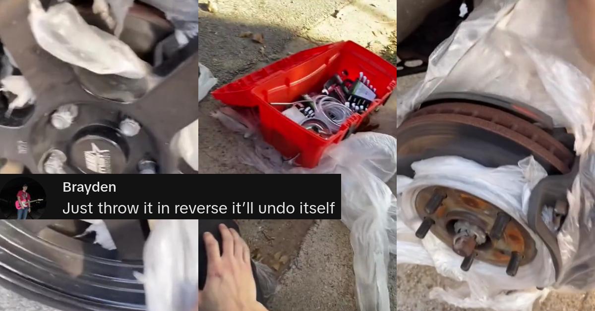 Man Shows off Insane Car Damage from Running over Trash Bag