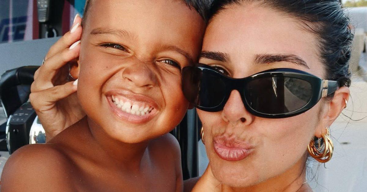 Jason Taylor's wife Monica and their son.