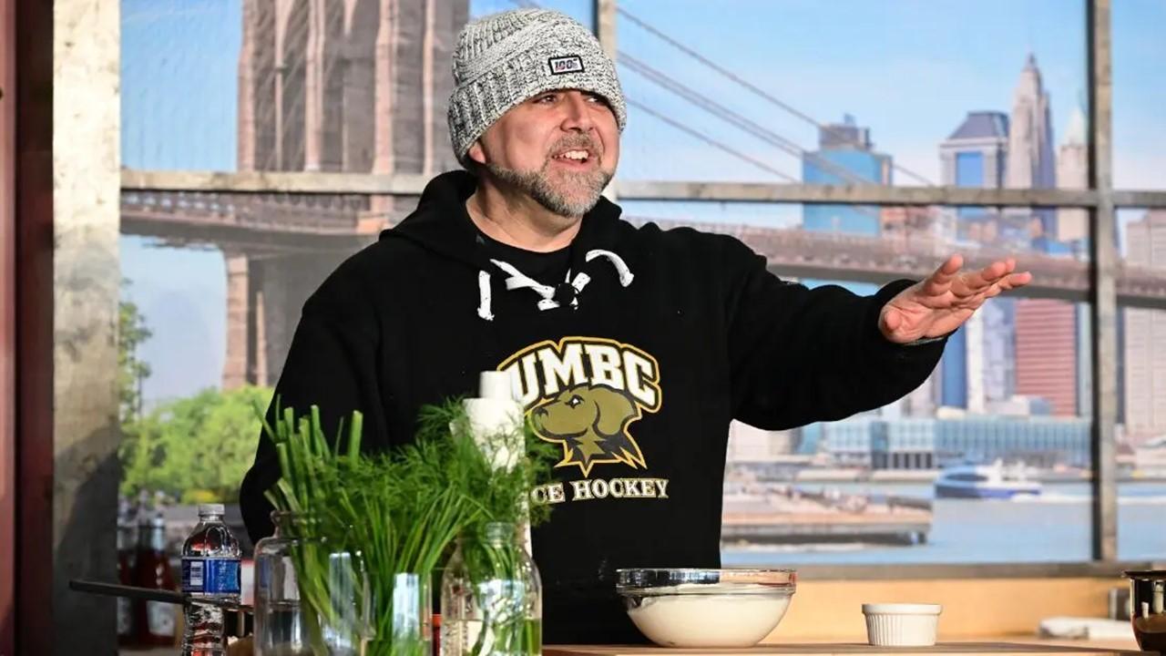 Duff Goldman giving a culinary demonstration during the Food Network New York City Wine & Food Festival on Oct. 15, 2023