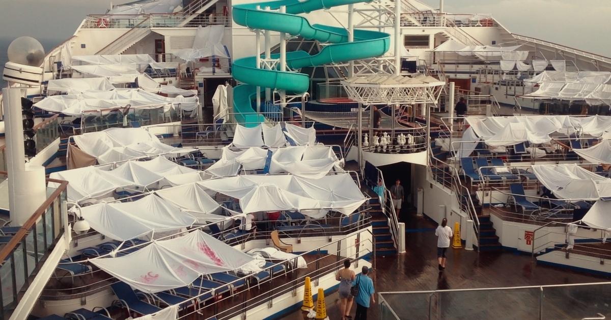 Tents on the deck of the Carnival Trumph