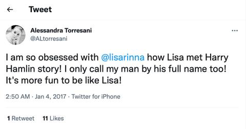 A tweet about Lisa Rinna and Harry Hamlin