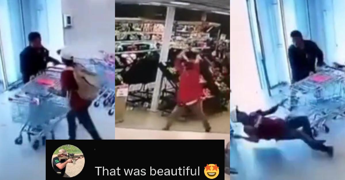 Shoplifter Gets Knocked Out by Perfectly Placed Soda Bottle Throw