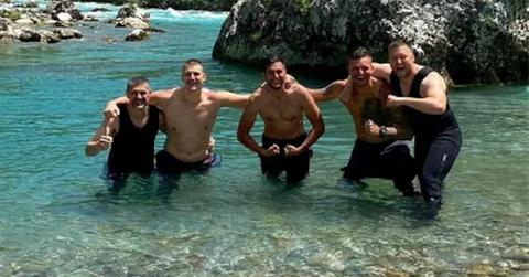 Nikola Jokić in the water with his brothers.