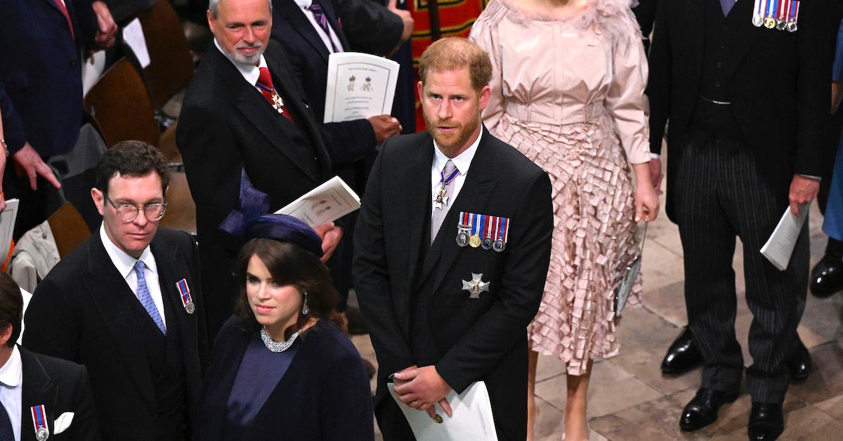 Prince Harry in Westminster Abbey in London, England attending King Charles' coronation on May 6, 2023