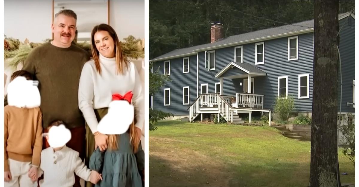(L-R): Emily and Ryan Long with their three children; the home where the apparent murder-suicide occurred