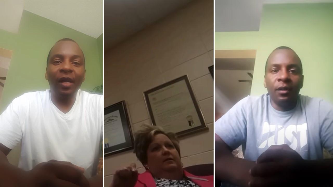 Jonathan Holley was fired as a janitor by Principal Susan Opferman for leaving work 8 minutes early