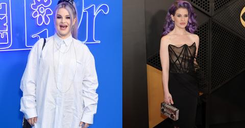 Kelly Osbourne wearing white shirt in 2022 and in a black dress in 2024