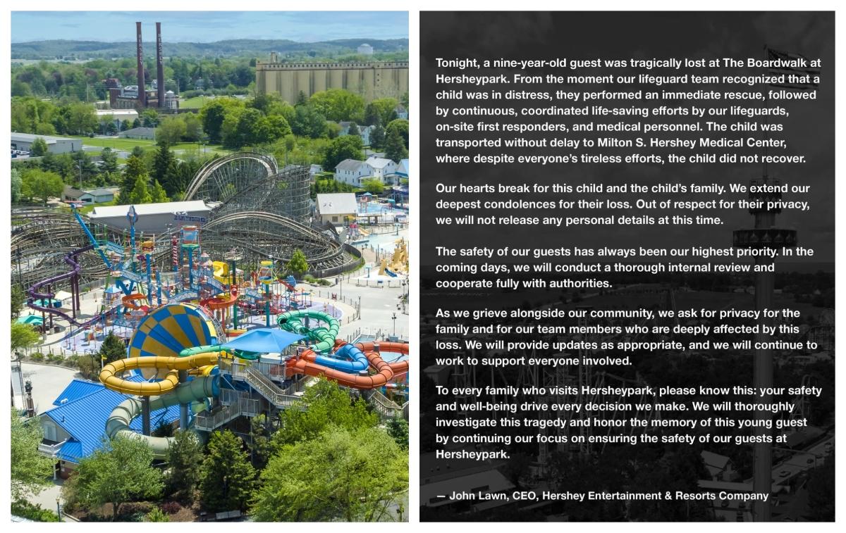 (L-R): The Boardwalk at Hershey; Statement of Hershey Entertainment CEO John Lawn