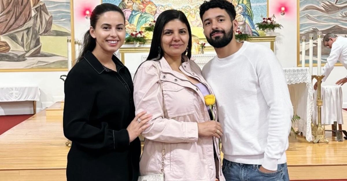 Bruna Ferreira with her siblings in church.