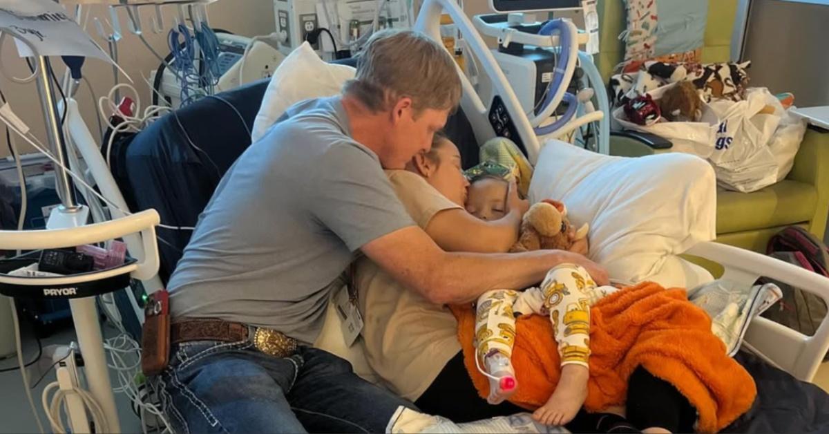Kallie and Spencer Wright comfort Levi Wright in the hospital.