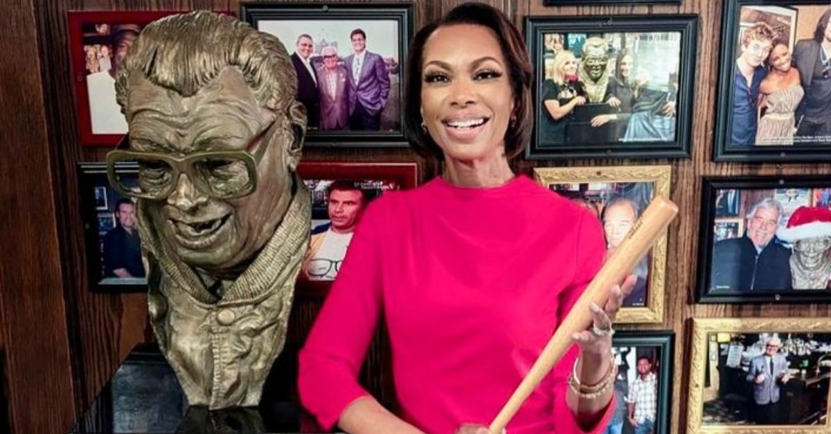 Harris Faulkner in pink dress at Harry Caray’s Italian Steakhouse in Chicago