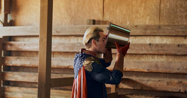 Homelander drinks cow milk from a bucket in Season 3 of 'The Boys.'
