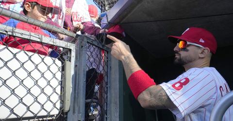 Nick Castellanos after a Phillies game in 2022.