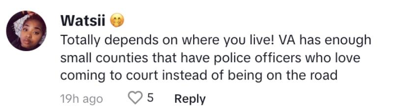 Comment about Virginia Traffic laws