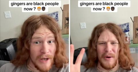 A redhead talking about the TikTok trend.