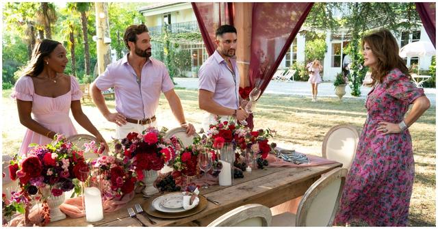 'Vanderpump Villa' scene with cast and Lisa Vanderpump