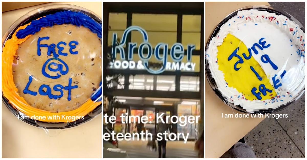 A display of Juneteenth cookies and an Atlanta Kroger 