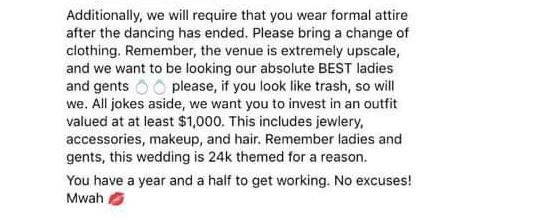 bride dress code