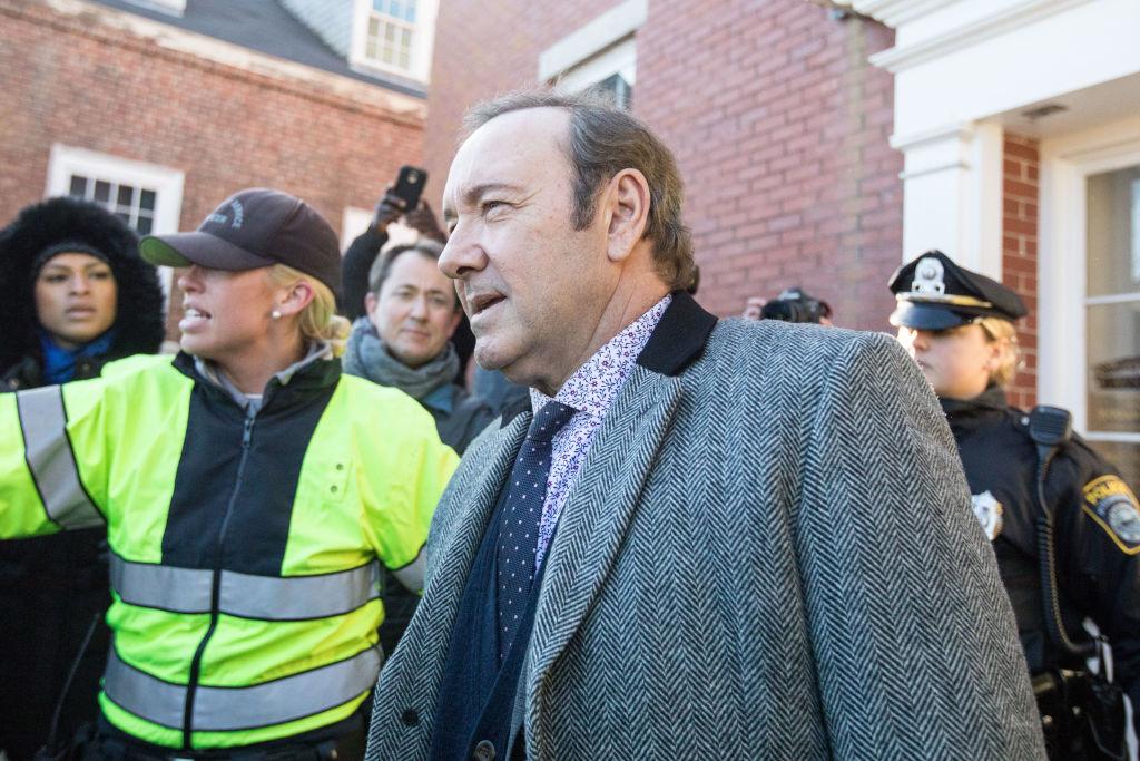 Actor Kevin Spacey leaves Nantucket District Court after being arraigned on sexual assault charges.