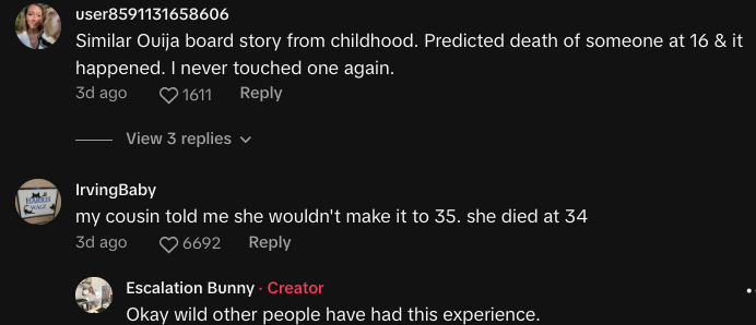 oujia board predicts womans death